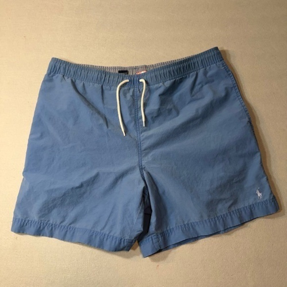Polo Sport Ralph Lauren Mens Blue Vintage Swim Trunks Cotton Nylon Mesh Lined